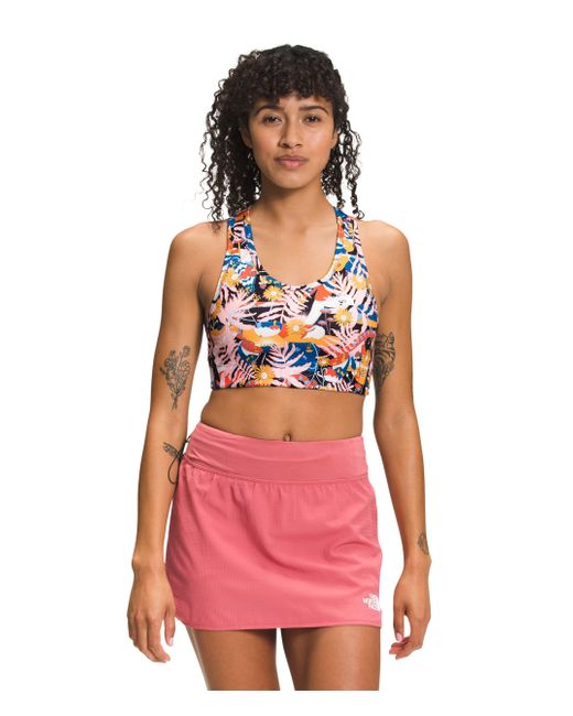 The North Face Pink Printed Midline Bra Tnf Black International Collection Print 2xl