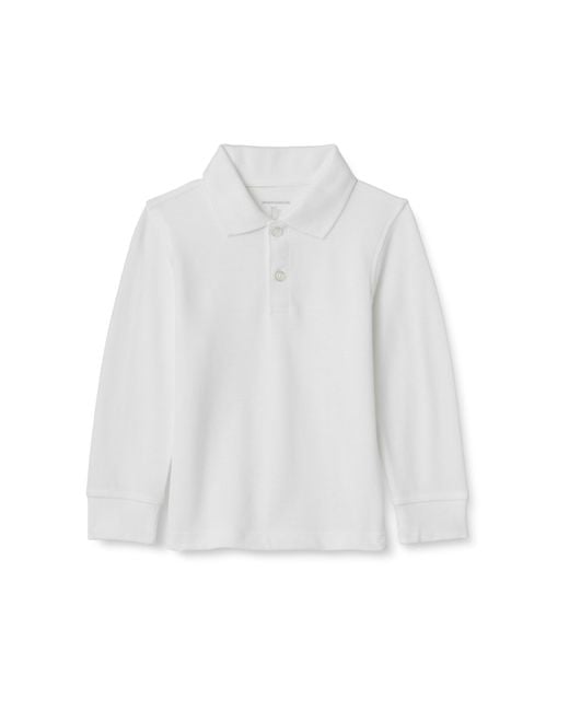 Polo de Uniforme de Piqué de ga Larga Niño Amazon Essentials de hombre de color White