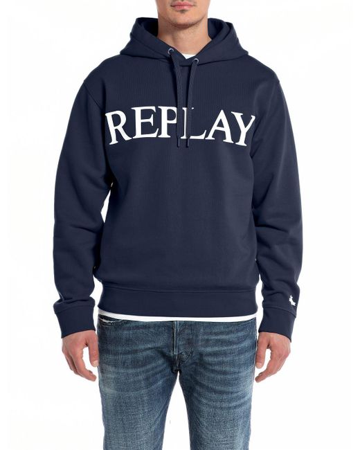 Replay Blue M6711 Hooded Sweatshirt for men
