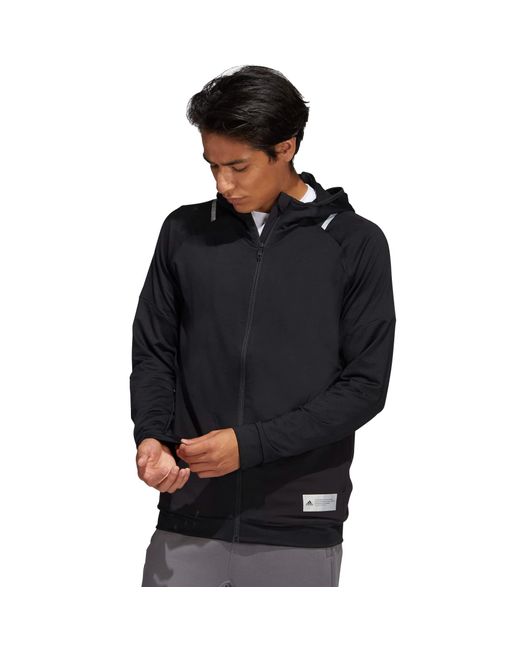 Adidas Black Train To Peak Hiit Full Zip Hooded Athletic Jacket for men