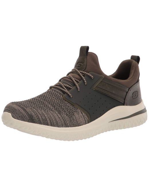 Skechers Usa Delson 3.0-cicada Knitted Bungee Lace Slip On in Brown for ...