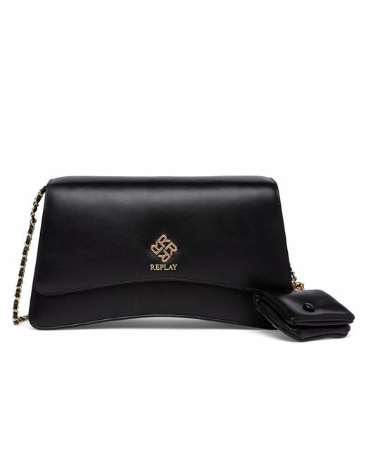 Replay Black Schultertasche mit Ketten-Detail