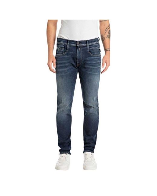 Herren Jeans Anbass Slim-Fit Hyperflex mit Stretch Replay en coloris Blue
