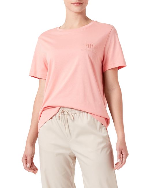 Gant Pink Reg Tonal Shield Ss T-shirt