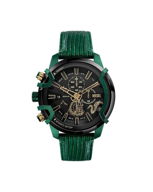DIESEL Green Griffed Chronograph for men