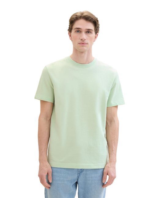 Tom Tailor Basic T-Shirt mit Struktur in Green für Herren