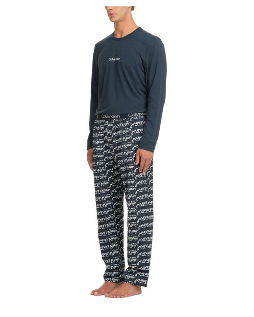 Calvin Klein Pyjama-Set L/S Lang in Blue für Herren