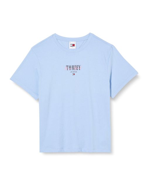 Tommy Jeans Camiseta de ga Corta para Mujer Slim Cuello Redondo Tommy Hilfiger de color Blue