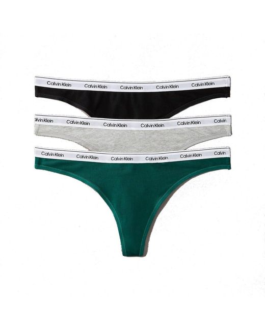 Calvin Klein Green Thong 3Pk 000Qd3558E Tanga
