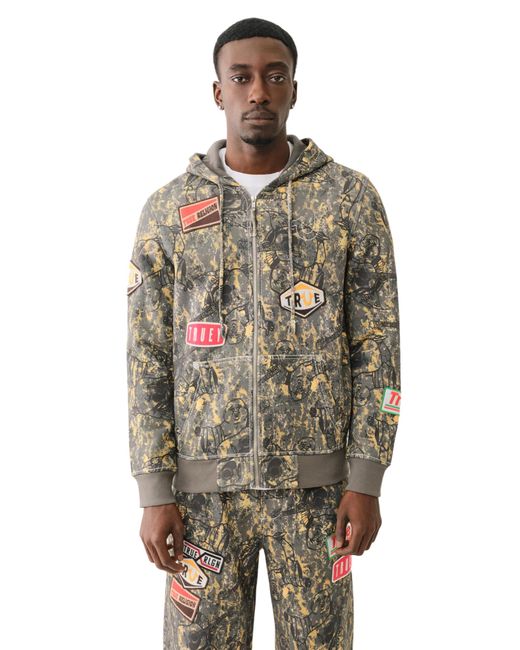 True Religion Multicolor Patch Buddha Big-t Zip Hooded Sweatshirt for men