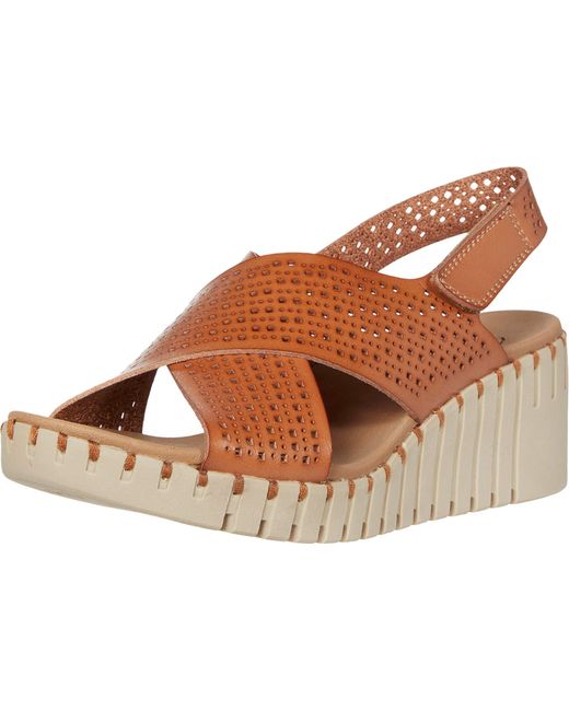 Skechers Synthetic Womens Cross Strap Slingback Wedge Sandal in Tan (Brown) - Lyst