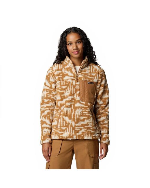 West Bend 1/4 Zip 2 Pull Over in Pile di Columbia in Brown