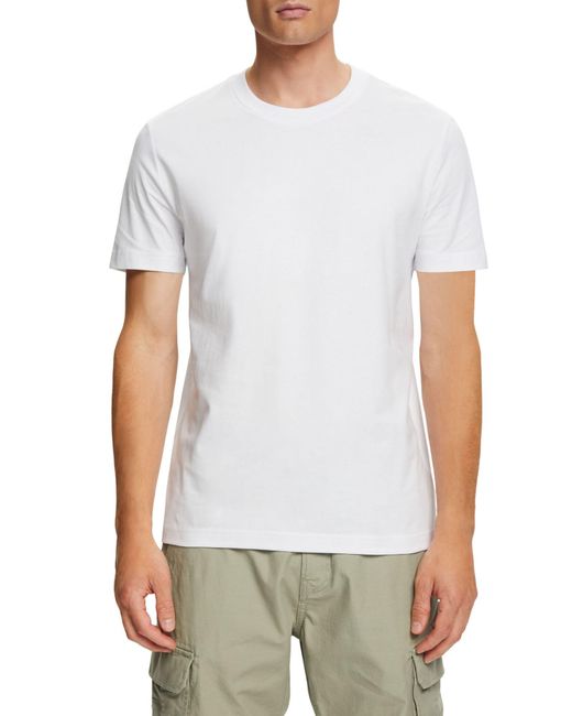 Esprit T-shirt Met Ronde Hals Van Pima-katoenen Jersey in het White