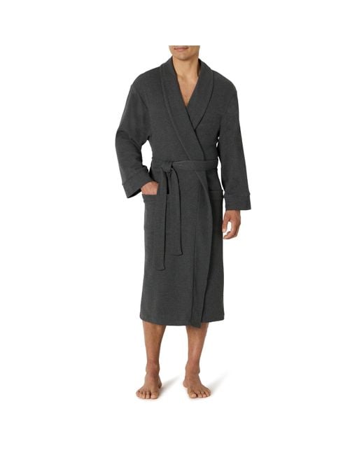 Amazon Essentials Gray Lightweight Waffle Bathrobe for men