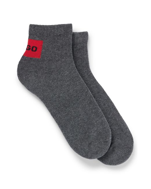 HUGO Black Two-pack Of Short Socks With Red Logo Label for men