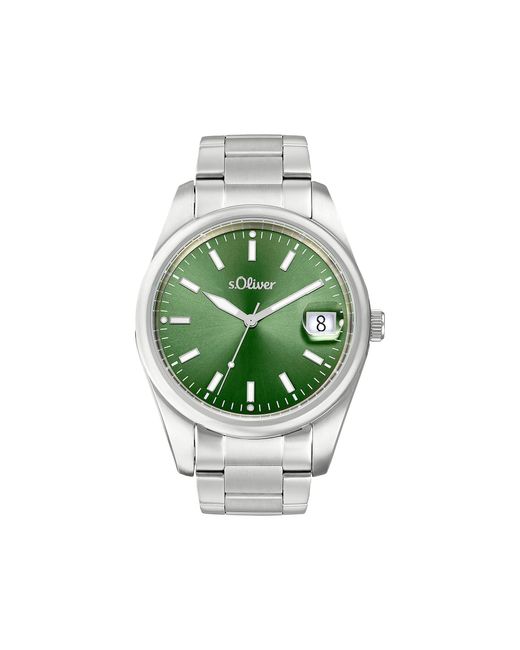 S.oliver Armbanduhr Quarzuhr Analog in Green für Herren