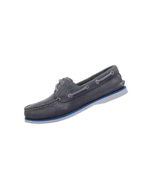 Timberland Blue Classic 2-eye Boat Grey Leather Boat Shoes Trainers for men