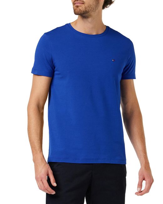 Tommy Hilfiger Blue T-shirt Short-sleeve Stretch Slim Fit Crew Neck for men