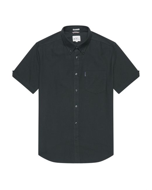 Ben Sherman Black S Big Size Short Sleeve Organic Cotton Oxford Shirt for men