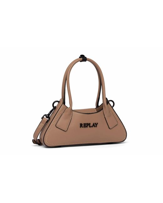 Replay Brown Women's Handbag Made Of Faux Leather