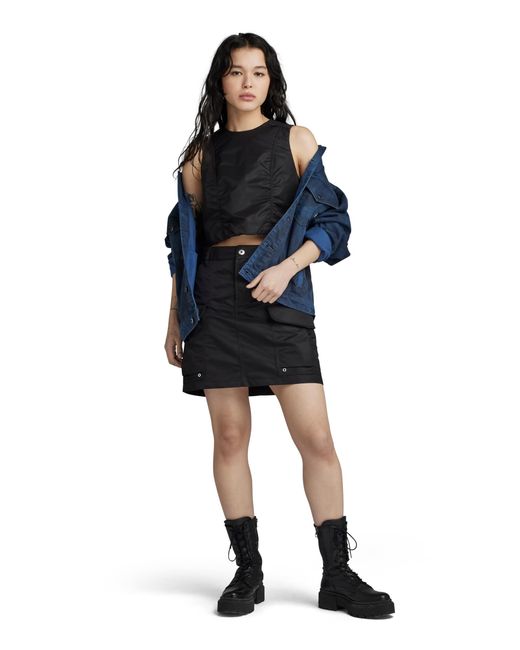 Camisa MA-1 Cropped Sleeveless Para Mujer G-Star RAW de color Black
