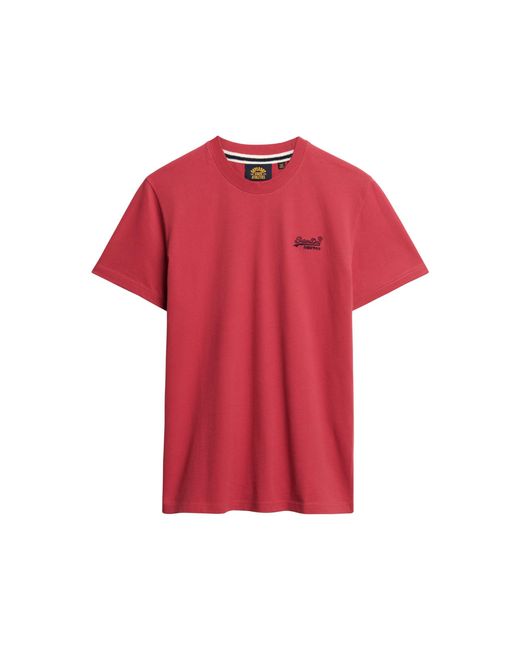 Superdry Red Essential Logo Emb Tee C2-non-printed T Shirt for men
