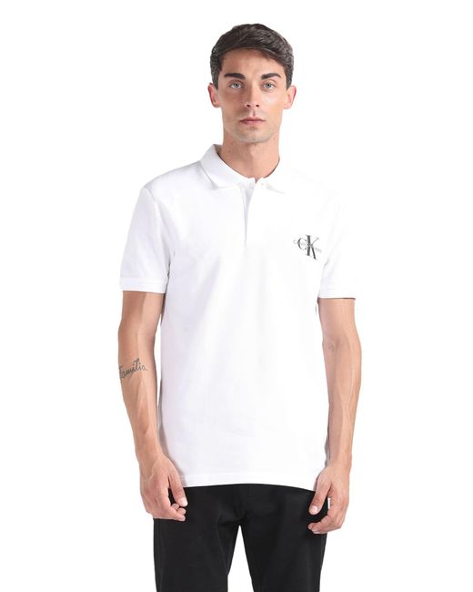 Calvin Klein Poloshirt Kurzarm Monologo Polo Regular Fit in White für Herren