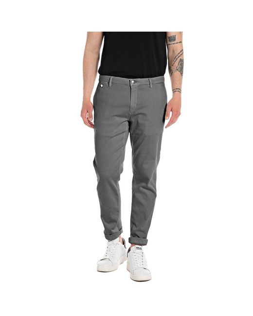Pantalon Chino Hyperflex Stretch pour Replay en coloris Gray