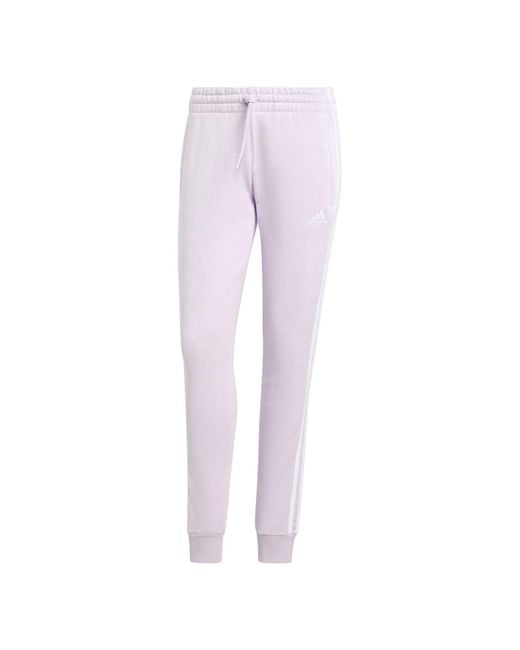 Adidas Purple S Essentials 3 Stripes Fleece Joggers Ice Lavender S