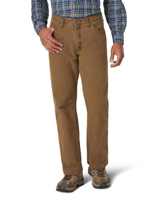 Wrangler Rugged Wear Woodland Thermal Jean,night Brown,33x34 for men