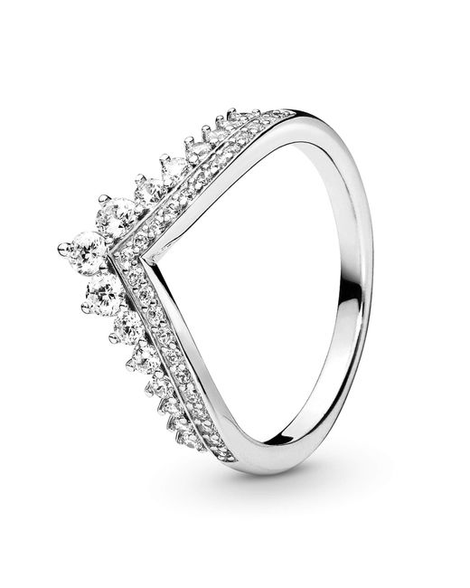 Pandora Metallic Timeless Sterling Silver Princess Cubic Zirconia Wishbone Ring