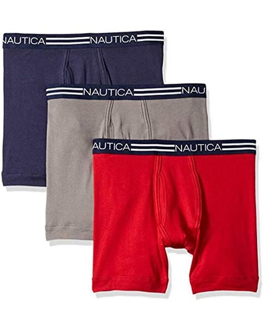 Lyst - Nautica Comfort Cotton Underwear Boxer Brief Multi Pack in Red ...