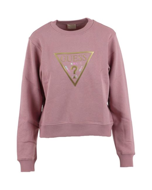 Felpa Donna Sweatshirt Logo Triangle Gold Rosa E24GU12 W3YQ12K9Z21 XL di Guess in Pink