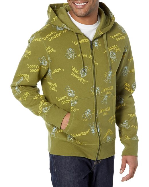 Amazon Essentials Green Disney | Marvel | Star Wars Fleece Full-zip Hoodie Sweatshirts for men