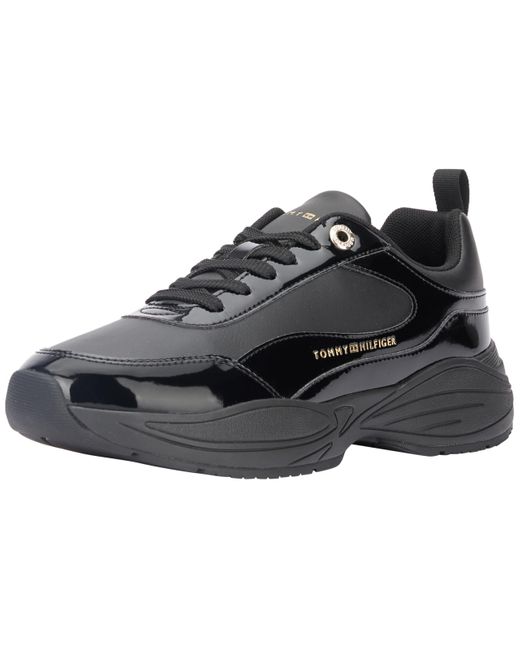 S Chunky Runner Patent FW0FW07867 Tommy Hilfiger de color Black