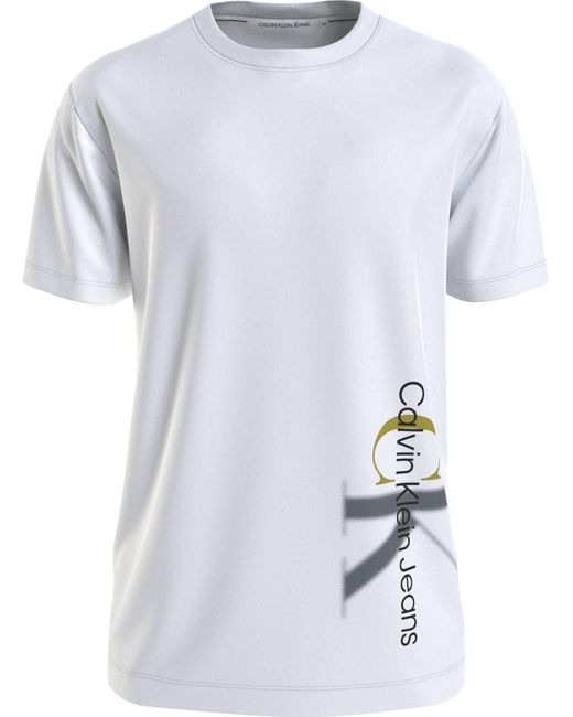CK JEANS T-shirt da uomo bicolore Monologo Te S/S di Calvin Klein in White da Uomo