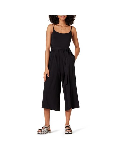 Mono Holgado de Punto con Pernera Ancha y más Corta Mujer Amazon Essentials de color Black