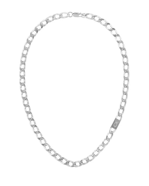 Calvin Klein White Jewelry Chain Link Necklace Color: Silver for men