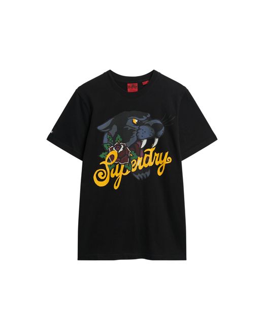 Superdry T-Shirt mit Tattoo-Schriftzug Verwaschenes Schwarz XXL in Black für Herren