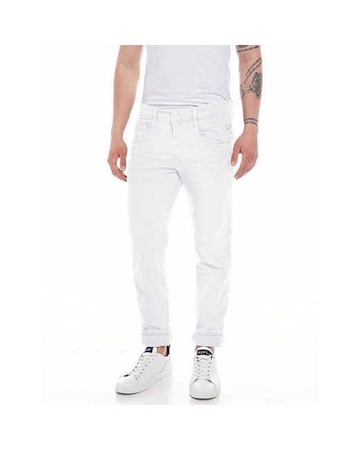 Jeans da uomo elasticizzati di Replay in White