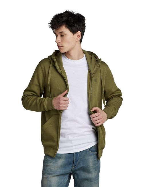 G-Star RAW Green Premium Core Hooded Zip Sweatshirt Sweater Vest for men