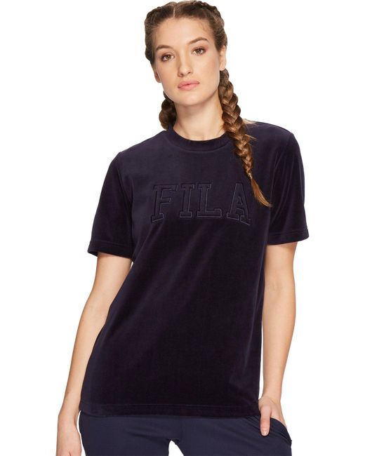 Olivia Velour T-Shirt di Fila in Blue