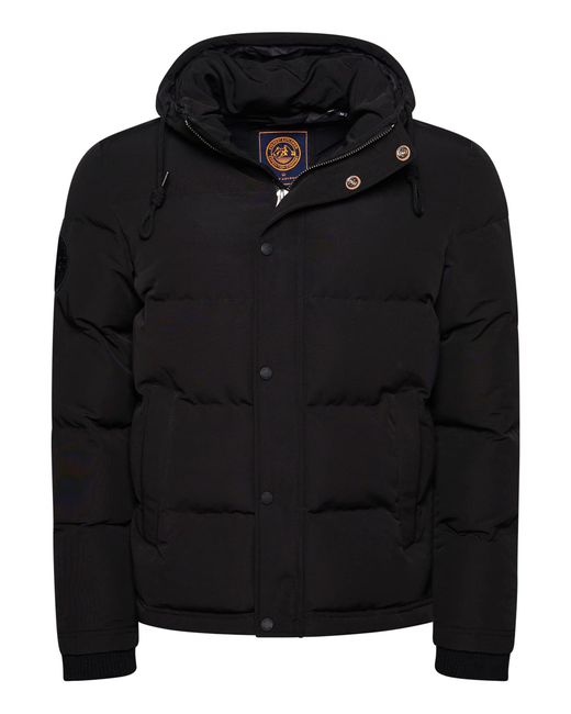 Superdry Black S Everest Hooded Puffer Jacket for men