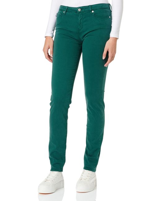 Love Moschino Green Moschino Garment Dyed Twill With Black Shiny Logo Back Tag Casual Pants