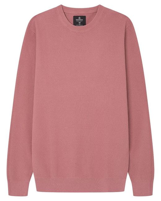 Reconsider GG12 Round Neck Sweater with Ribbed Cuffs HEM and Links Structure. Suéter Springfield de hombre de color Pink