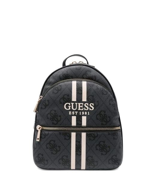 Guess Black Hatten II Large Backpack Coal Logo