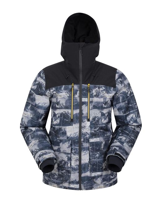 Mountain Warehouse Blue Drayton Mens Waterproof Ski Jacket - Breathable, Taped Seams, Detachable Snowskirt, Thermal Tested -35 °c for men