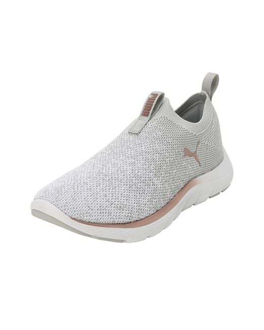 PUMA White Softride Remi Slip-on Knit Wn's Road Running Shoes
