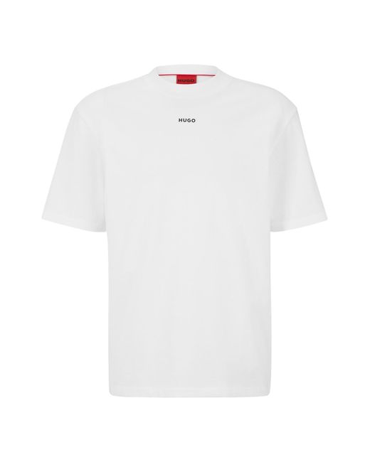 HUGO White Relaxed-fit T-shirt In Cotton With Logo Print for men