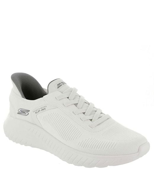 Skechers Wide Fit Handsfree Slip-ins Bobs Squad Chaos Solid Step Sneaker in het White voor heren